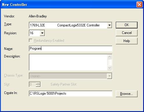 Configure RSLogix 5000 1. Select New. 2.