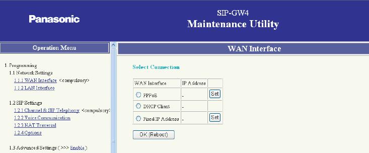 Specify the URL of the SIP-GW4 Maintenance Utility with the IP address http://192.168.0.1:8000/exp. 3. a. The log-in screen is displayed. In the User name bo