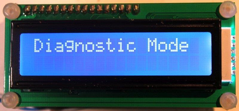 When you see "Diagnostic Mode" it means all is well with the processor and the LCD communication. When you press the left button, diagnostic mode will be cleared.