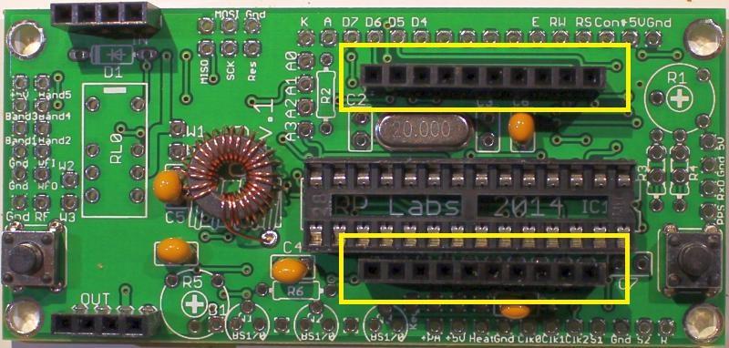 Check continuity on the board with a DVM. 4) Solder the sockets for the low-pass-filter (LPF) module. Skip this step if you are building a kit which does not need the LPF module. E.g. clock kit.