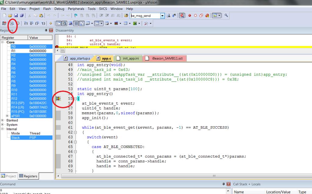 Output Message After compiling, click the button shown in the following figure to start the debug session. Figure 8-18.
