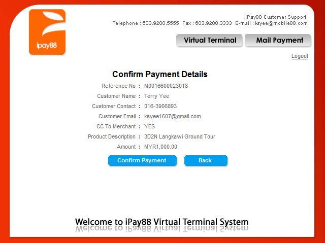 5. Creation Confirmation Click [Confirm Payment]