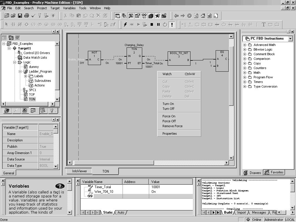 3 Logic Developer - PC Function Block Diagram Editor Working with the FBD editor - Online In the FBD editor, you can view the execution of an FBD as it runs.