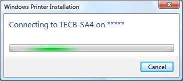 9. Installation starts. Connecting to LE840 on ****** Supplement: If the dialog box on the right appears after the installation, click the [Disable] button. LE840 on ****** Error 10.