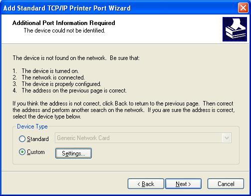 Note: The Port Name is automatically set when the Printer Name or IP Address is