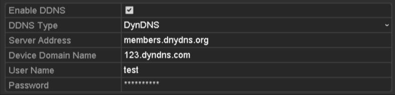 Five different DDNS types are selectable: IPServer, DynDNS, PeanutHull, NO-IP and HiDDNS.