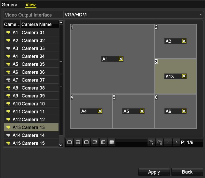 Figure 3. 8 Live View- Camera Order 2) Click a window to select it, and then double-click a camera name in the camera list you would like to display.