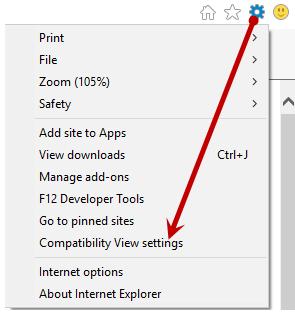FIGURE 8 - COMPATIBILITY VIEW SETTINGS 2. The Compatibility View Settings window appears.