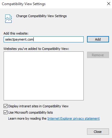 FIGURE 9 - ADD OPTION UNDER COMPATIBILITY VIEW SETTINGS 3.