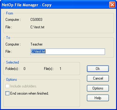 Copy/Move/Synchronize/Clone Execute the File manager Copy files, Move files, Sync files or Clone files functionality to show this window: Note: The title bar will show the name of the selected