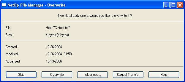 Overwriting/deleting files: Check to show this window or the Delete window if you are about to overwrite or delete files: