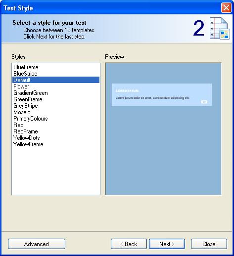 It enables you to select the colors and patterns style of the NetOp test window