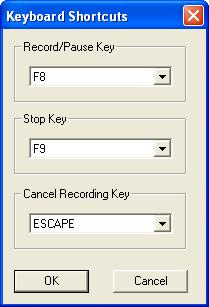 Record/Pause key []: The drop-down box list will contain available keyboard shortcuts. Click one to show it in the field as the selected Record/Pause keyboard shortcut.