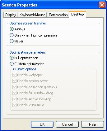 Demonstrate session will typically use accelerated bitmap transfer.