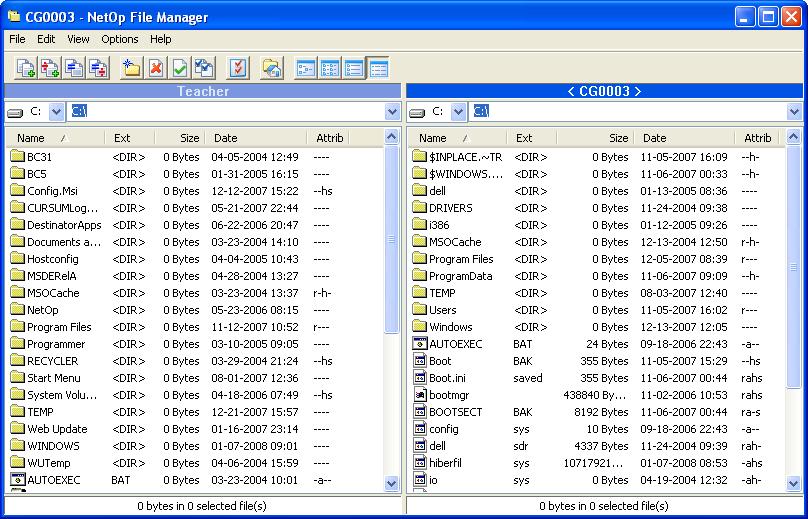 3.2.3.8.3 File Manager To manage the files of a selected Student computer, click the Files menu File manager command.