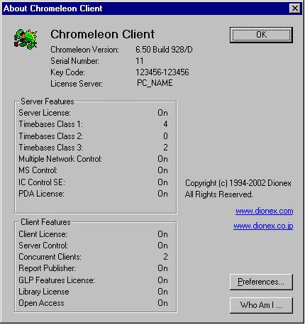 Enter the name of the CHROMELEON server PC or select one from the network list in the right window section.