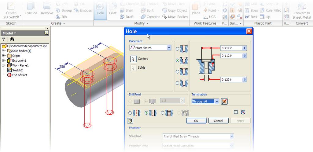 Figure 10 Select the command from the Draw panel in the Sketch environment to place the