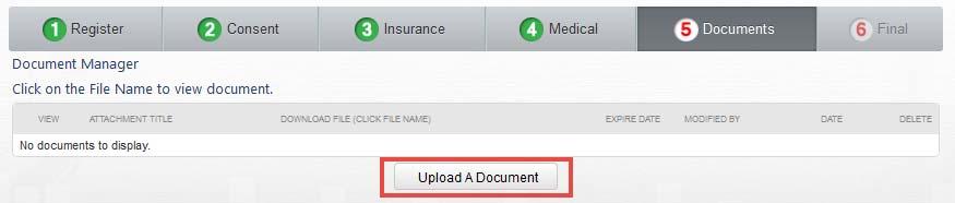 Documents Tab Please click the Upload A Document button to add the