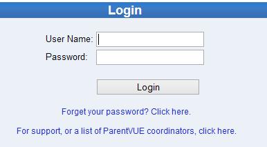 Mouse over Parents and click either Grades & Attendance or ParentVUE Login Page.