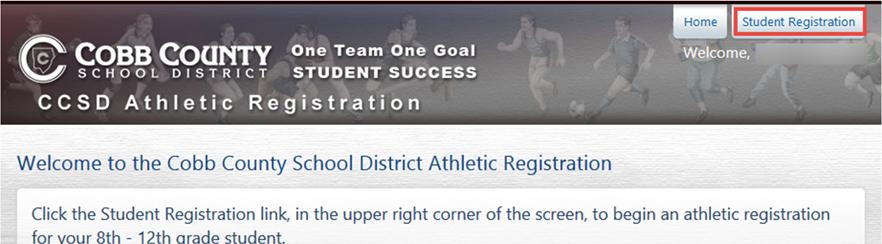 Then, click the Athletic Registration link in the