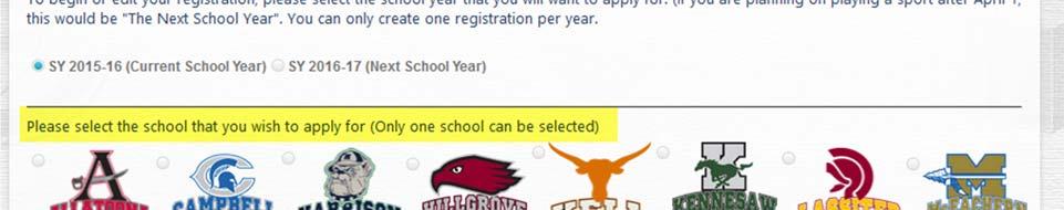 Select the school that you wish to apply