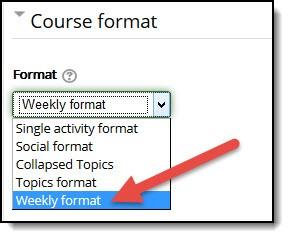 Weekly Format How to EduCat can automatically label each section with the dates of each week of the course based on