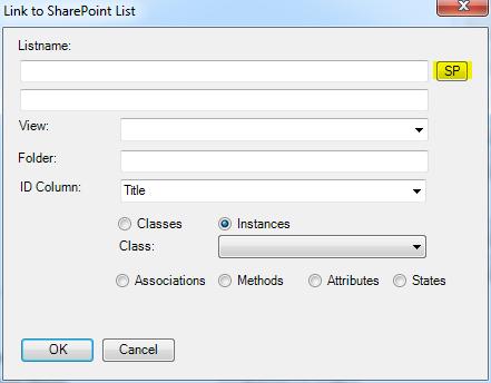 Integration of SharePoint Lists with SemTalk In order to load SharePoint lists as external objects you have to select Options-> SemTalk Options- >Ext. Models->SharePoint List.