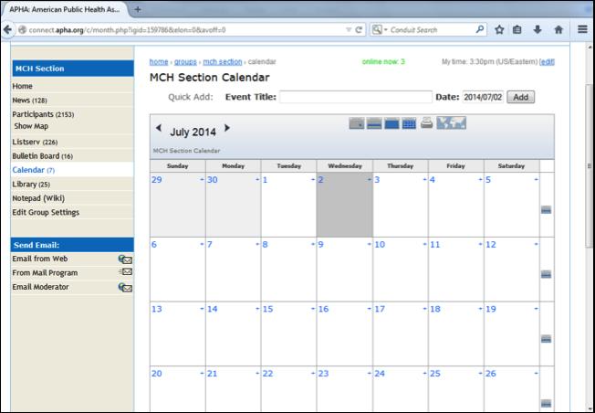 To add an event to your group s calendar, enter the event title and the date of the event following the Quick Add prompt at the top of the page then click add.