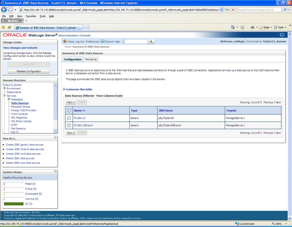 3. Navigate to Oracle WebLogic home page.