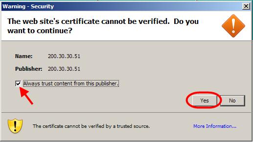 4. You may be presented with a second certificate error message.