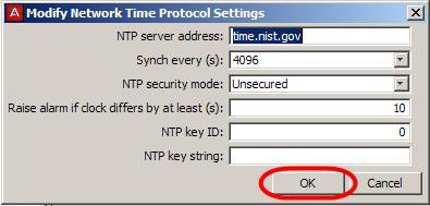 Configure the NTP settings as required, and click OK. 6.