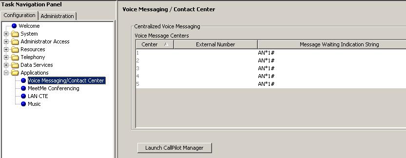 Initialising CallPilot Manager Use the following procedure to initialise the CallPilot Voice Messaging system. 1. From the Configuration tab, open the Applications folder. 2.