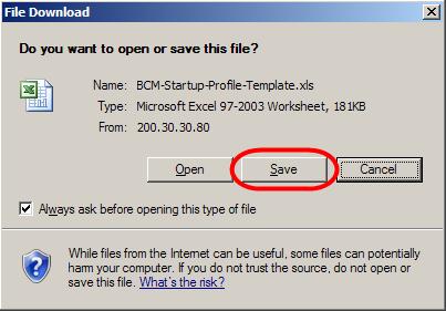 11. Select the Save button from the File Download