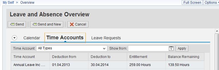 The Leave Requests tab shows all leave requests recorded in the system.