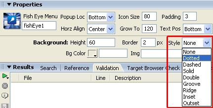12. Modifying the Background Border Style You can set the Style to set background border style. You can set the it to None, Dotted, Dashed, Solid, Double, Groove, Ridge, Inset, Outset.