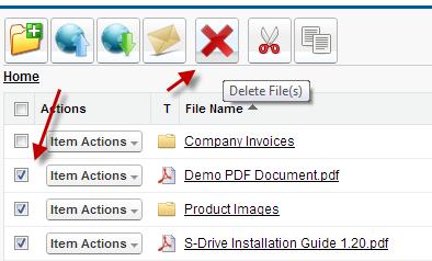 Using this method, you can delete files one by one. After clicking the "Delete File" item action menu you'll be asked if you are sure (Figure 22).