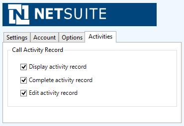 User Guide Displayactivityrecord: This will display the Activity form, if this is not set then the record will be created without the user seeing the form.