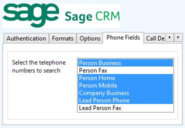 individually. By default the common telephone number fields are listed on the Phone Fields tab.