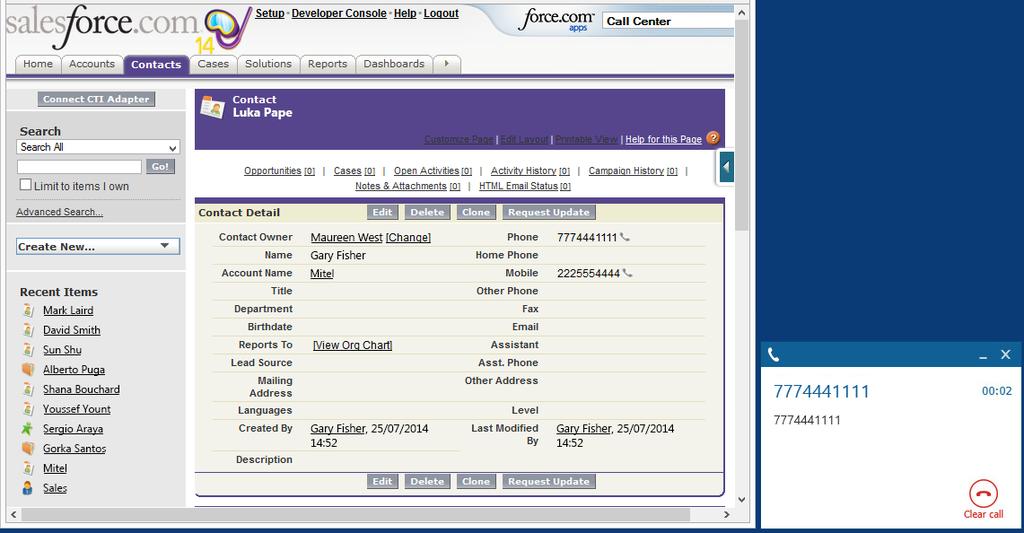 User Guide If multiple matches are found then the Multiple Contacts Found window is shown and enables the User to select the correct record to be displayed.
