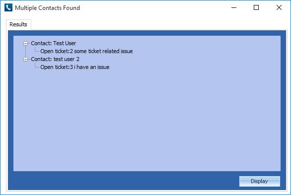 User Guide The Multiple Contact Found dialog will also be shown if the Search Open tickets on Contact Match setting is enabled
