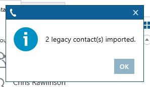 Once complete you will get another pop up box to advise the number of contacts imported.
