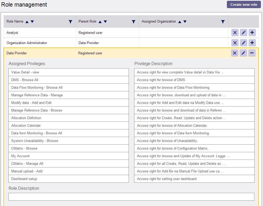 new Role in the Role Management overview, select