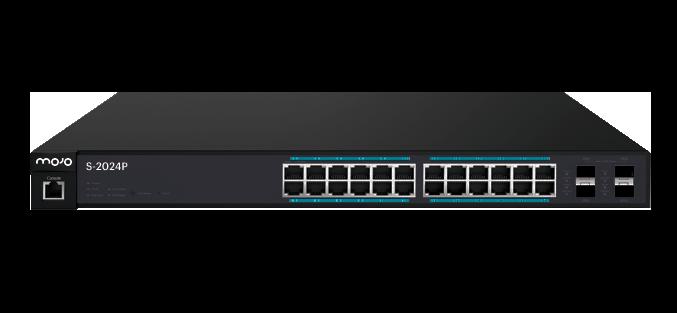 Datasheet 1 Mojo S-2000 Series Managed PoE Switches Highlighted Features Mojo cloud-managed switch 8-port, 24-port, and 48-port models 130 / 370 / 740 Watt power budget PoE & PoE+ Support (802.