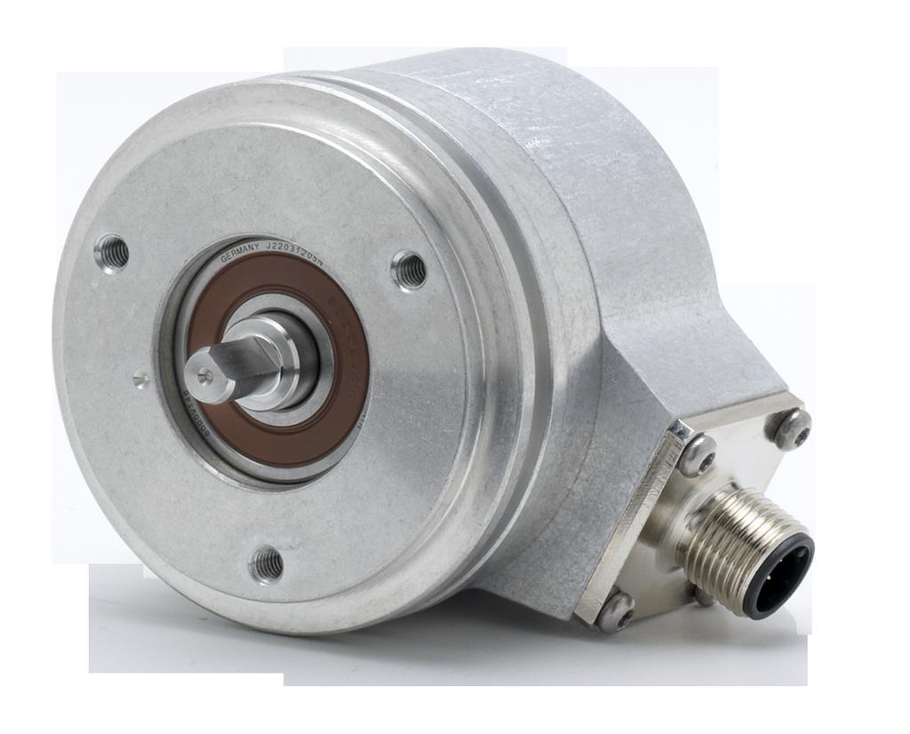 ROC 425, ROQ 437 with synchro flange Rotary encoders for absolute position values with safe singleturn information Rotary encoders for separate shaft coupling Synchro flange 01C Solid shaft with flat
