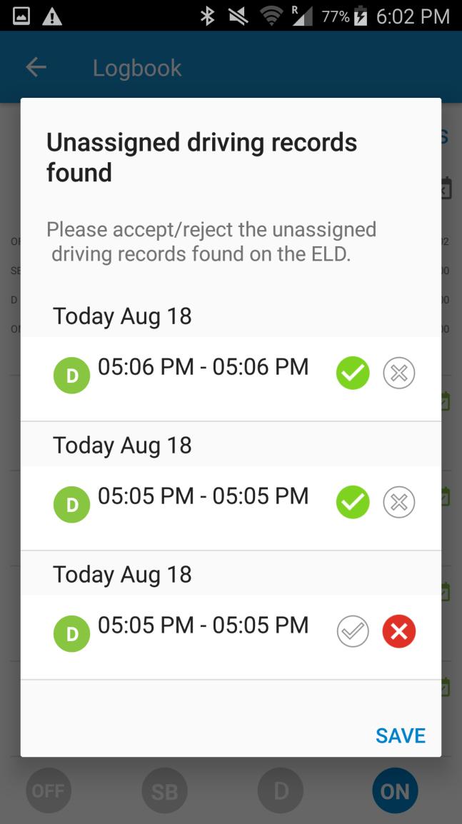 Manage Fuel Purchases Log Unassigned Driving Records It is possible to drive, with the ELD connected, without logging in to DriverConnect. This is called unassigned driving.