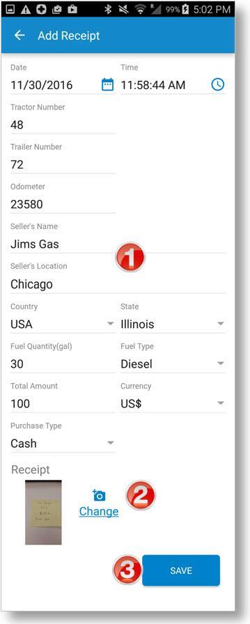 Manage Fuel Purchases View and Edit a Fuel Purchase To view a purchase: From the Fuel Purchase page, tap an existing fuel purchase. The record of the purchase displays on the Add Receipt page.