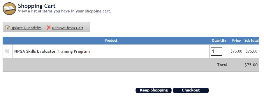 Make sure the item you want to purchase is correct, and click on Checkout.