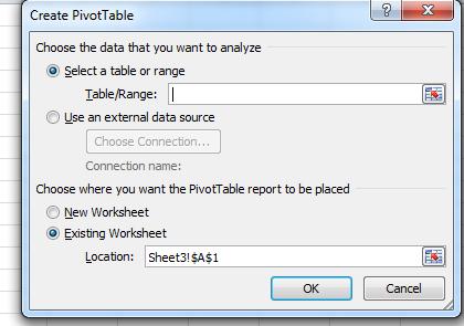 Creating a Pivot Table To create a pivot table, the first step is to create the Excel table (as in the Example in the previous slide) that you want to