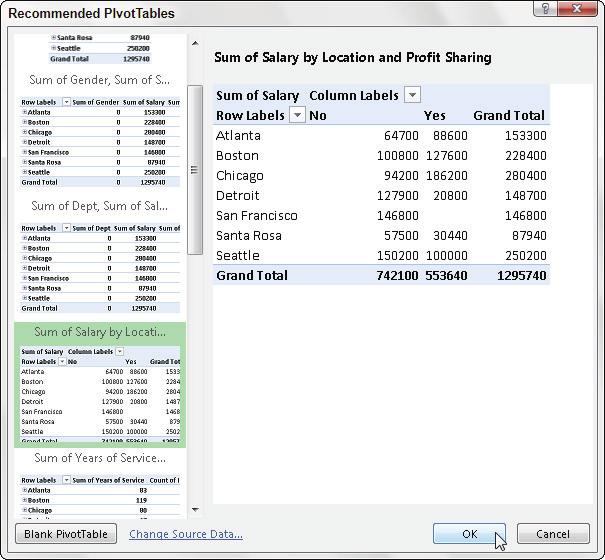 Creating Pivot Tables 671 1. Select a cell in the data list for which you want to create the new pivot table.