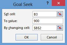 5. Now fill in By changing cell. By changing cell represents the cell where you want the unknown input value to appear.